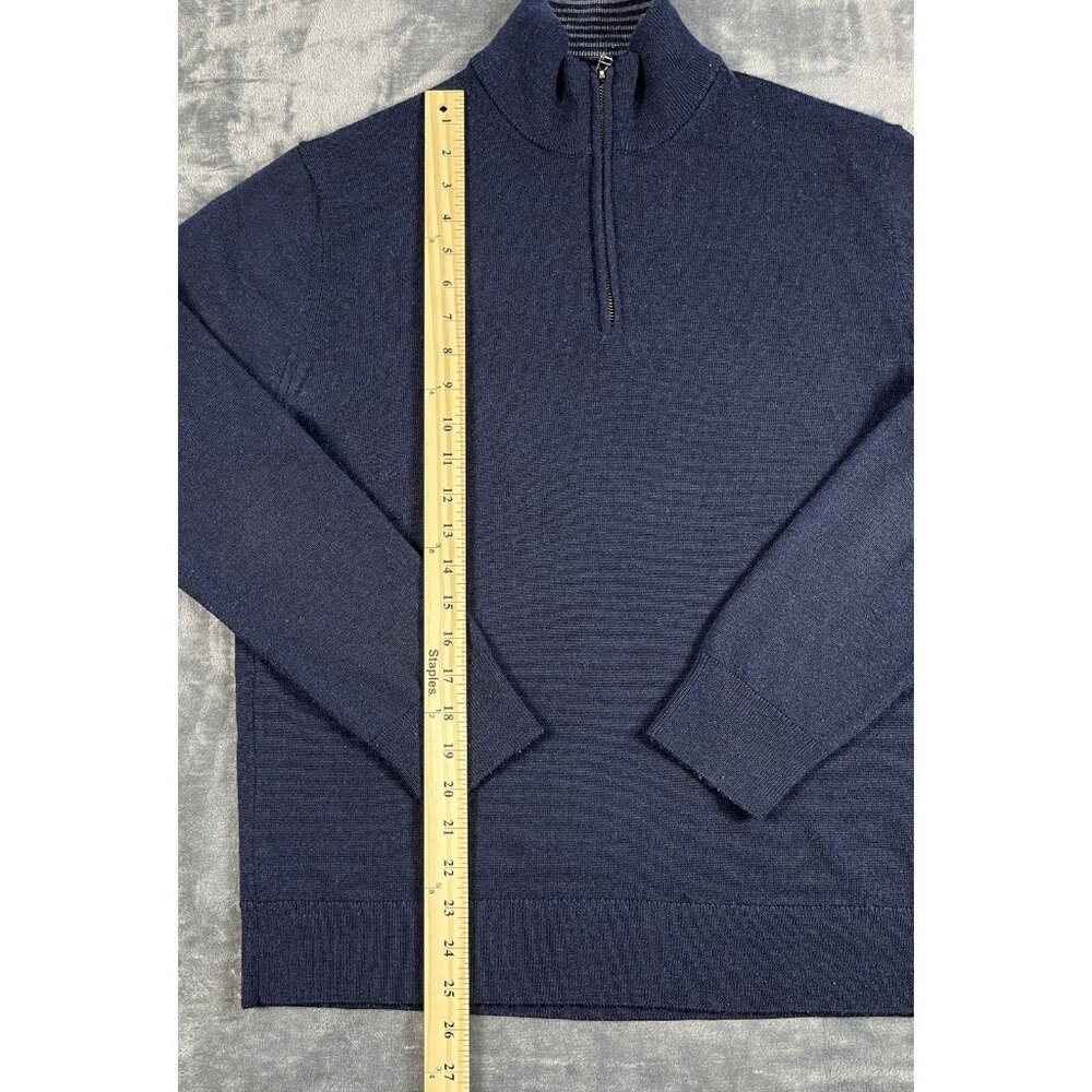 UNTUCKit Sweater Men's M Navy Blue Knit Extra Fine Merino Wool 1/4 Zip - Picture 5 of 5